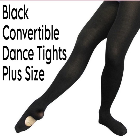 NWT PLUS SIZE Convertible Dance Tights Black - Picture 1 of 5